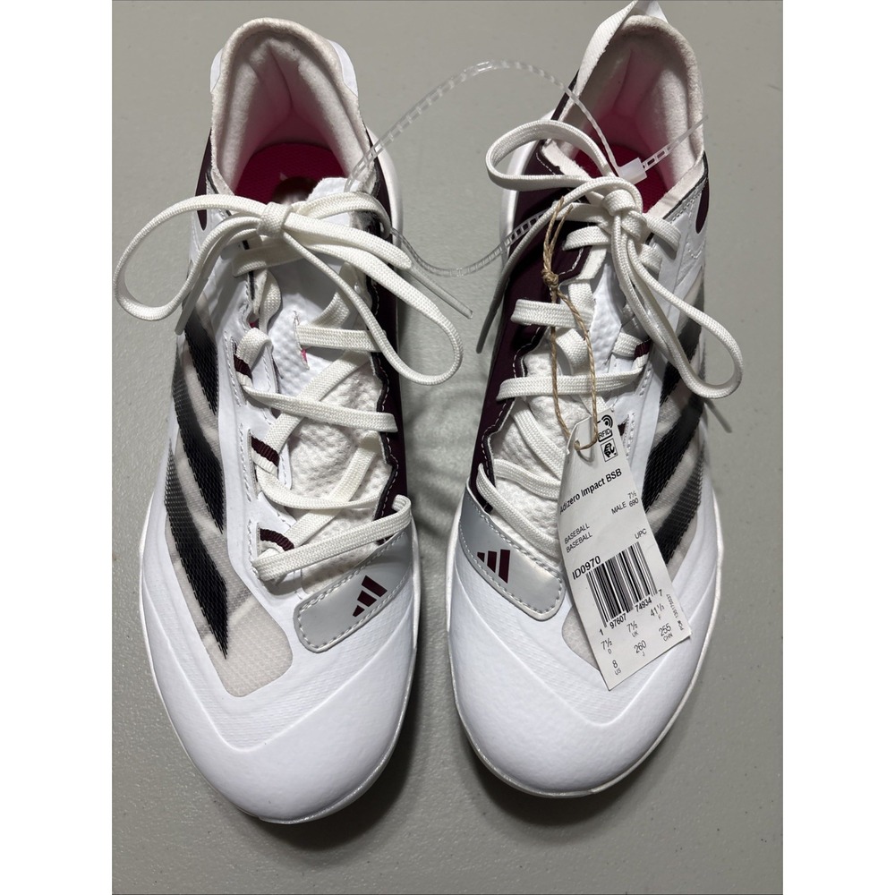 Size 8 Adidas Adizero Impact Baseball Cleats White Team Maroon ID0970 Mens NEW